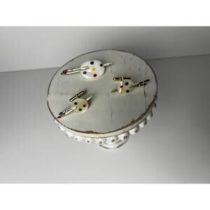 Vintage Artist Palette Cufflinks and Tie Pin Set